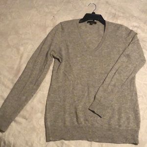 Ann Taylor 100% Cashmere Grey V-Neck Sweater